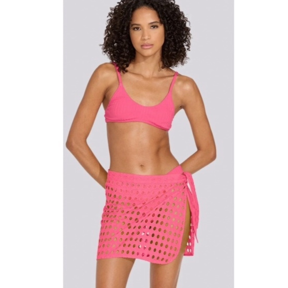 Solid & Striped Wrap Pareo/Sarong in Hot Pink- M/L.